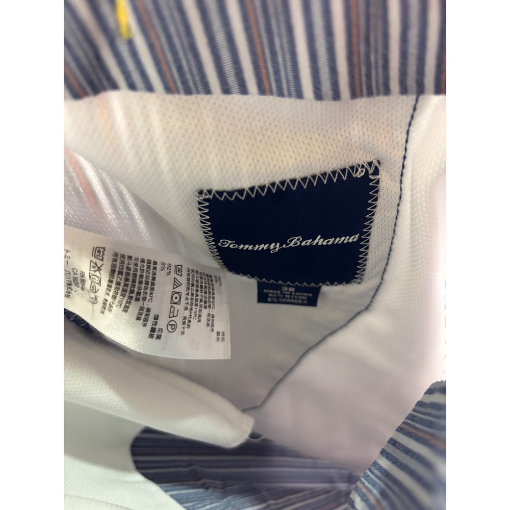 Tommy Bahama Boracay Mens 38 Striped Performance Shorts Blue White Stretch - Picture 3 of 5